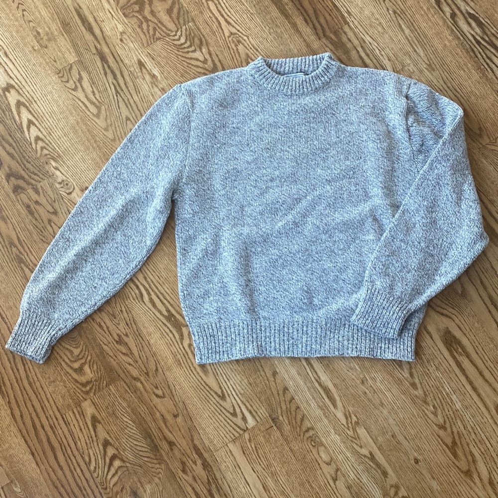 VINTAGE Unisex 100% wool sweater crewneck oatmeal boxy oversized